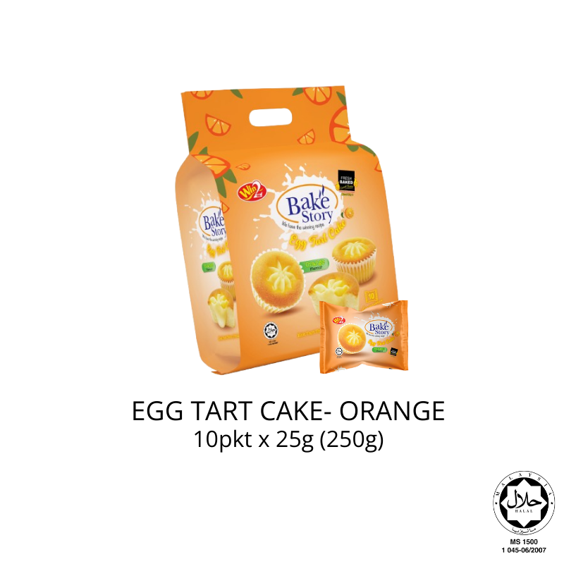 Win2 Bake Story Egg Tart Cake Orange Flavour - Carton (25G x 10PKTS x 9BAGS)