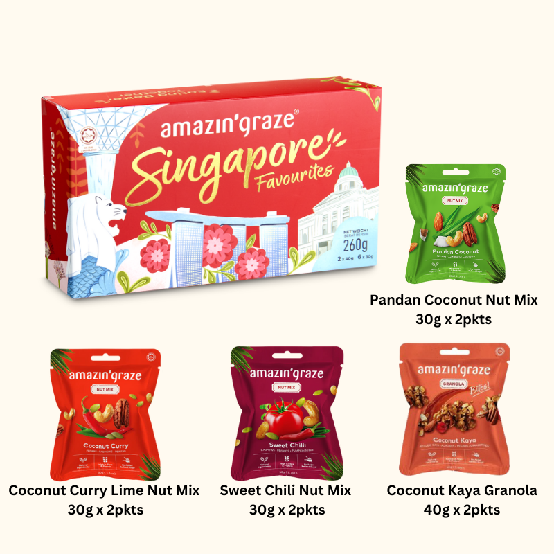 [Tourism Gift] Amazin Graze Singapore Favourites Tourism Gift of Health Variety Box | Tourism Gift Box | Nuts & Granola