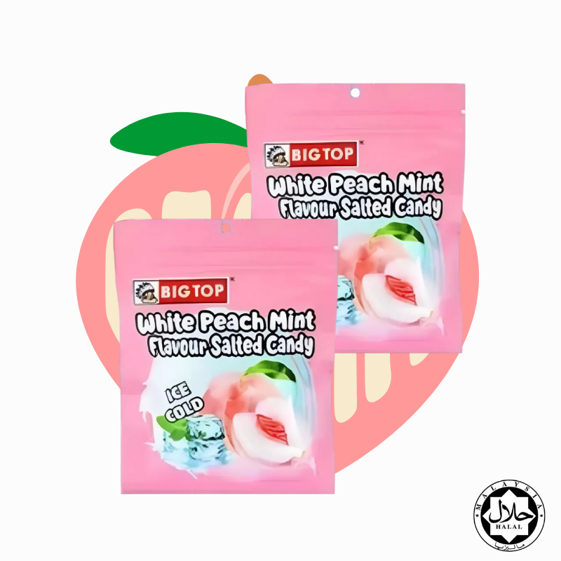 Big Top White Peach Mint Flavour Salted Candy 20g x 12 Pkts