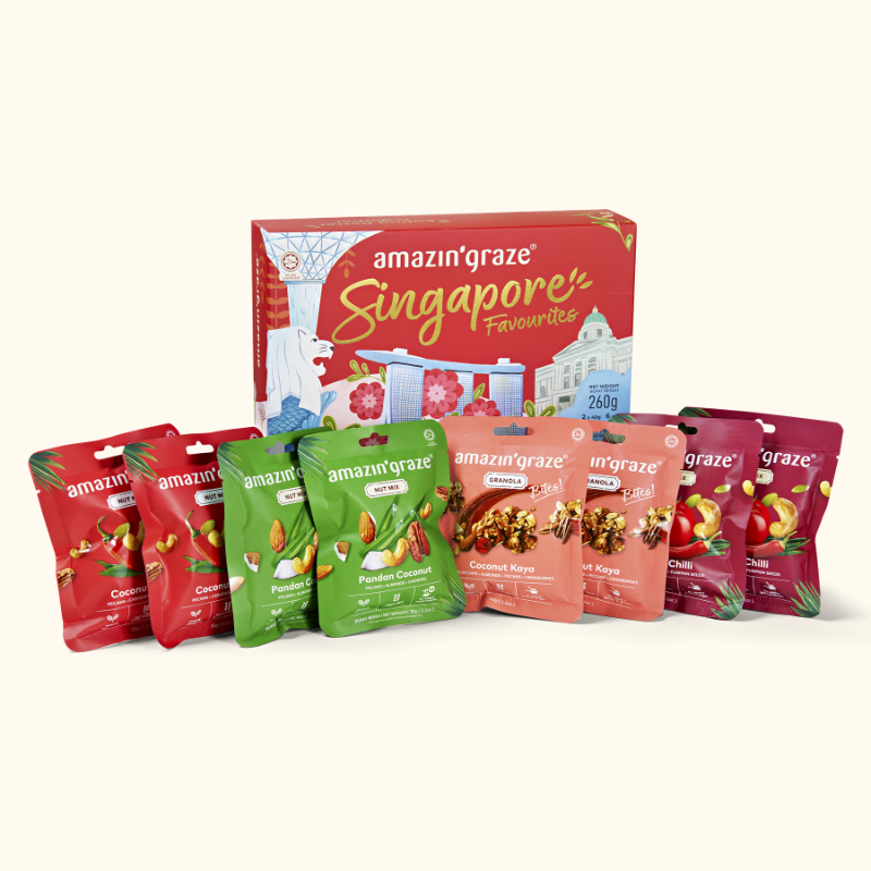[Tourism Gift] Amazin Graze Singapore Favourites Tourism Gift of Health Variety Box | Tourism Gift Box | Nuts & Granola