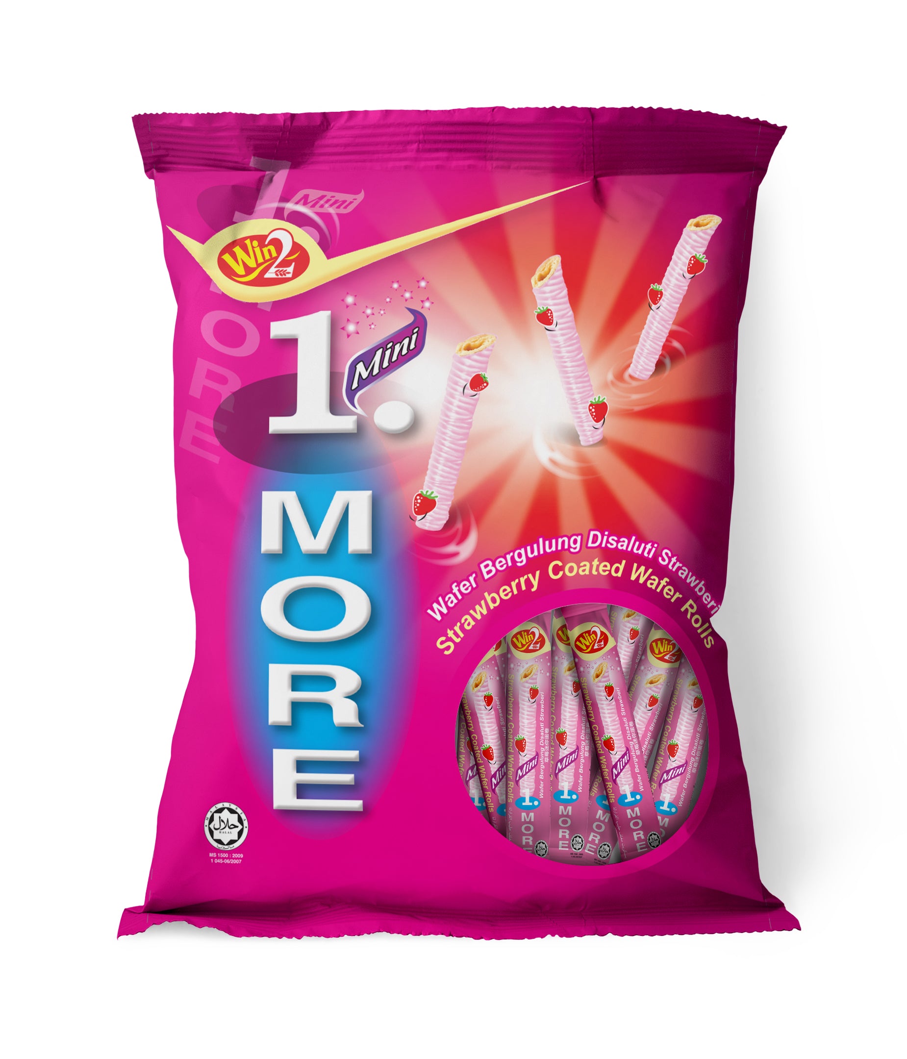 360g Win2 Mini. 1 More Strawberry Coated Wafer Rolls