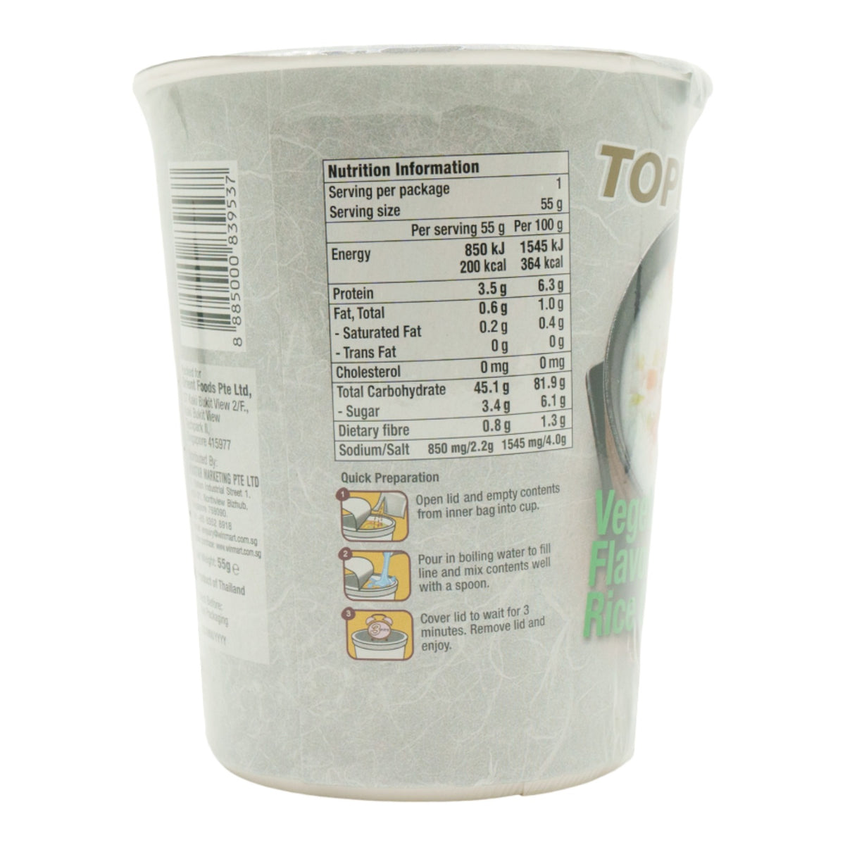 Menu Do Rice Topp 55g TOPP Jasmine Rice Congee Vegetable Flavour – Winmart
