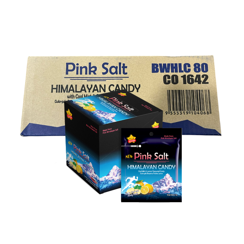 (Carton) Pink Salt Himalayan Candy | Cool Mint & Lemon Flavoured Candy (12packs x 15g)