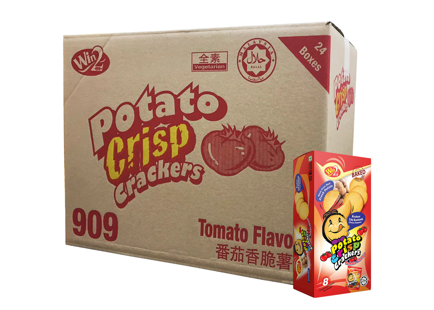 160g x 24 boxes Win2 Potato Crisp Cracker Tomato Flavour