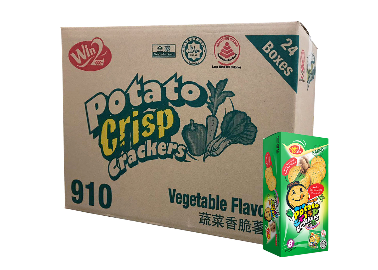 160g x 24 boxes Win2 Potato Crisp Cracker Vegetable Flavour