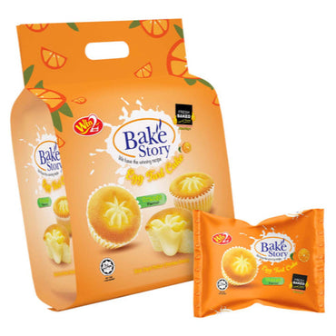 Win2 Bake Story Egg Tart Cake Orange Flavour - Carton (25G x 10PKTS x 9BAGS)