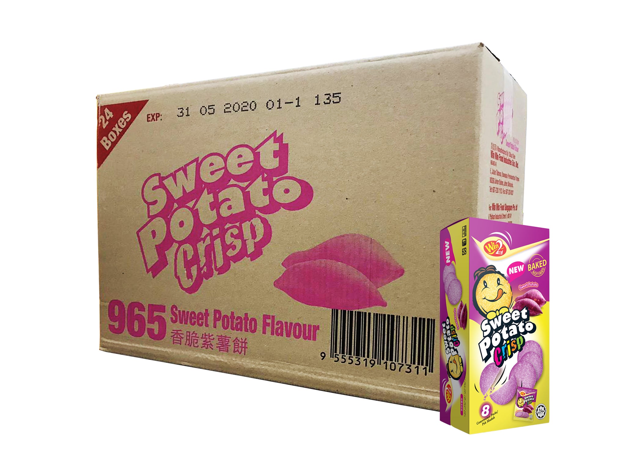 160g x 24 boxes Win2 Potato Crisp Cracker Sweet Potato Flavour – Winmart