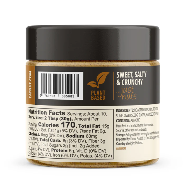 EATNUF Roasted Almond Nut Butter - Sweet & Crunchy (310g)
