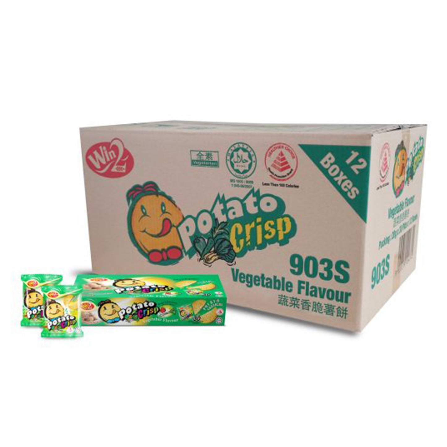 600g x 12 boxes Win2 Potato Crisp Cracker Vegetable Flavour (Carton Sale)