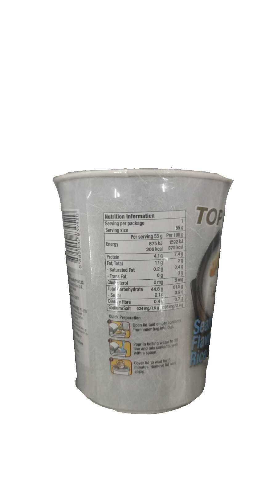 55g x 12 cups TOPP Jasmine Rice Congee Seafood Flavour