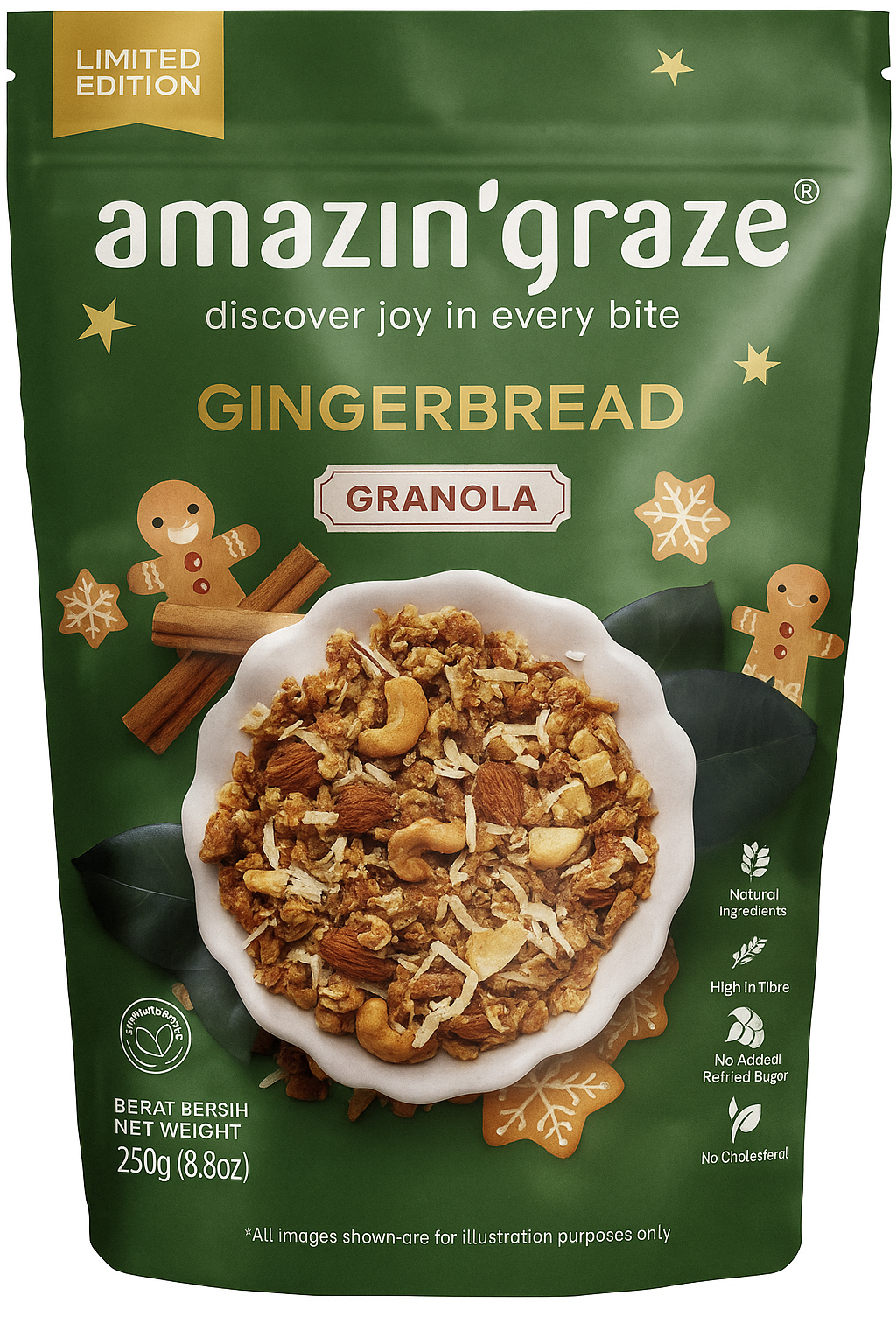 Amazin Graze 2025 XMAS Gingerbread Granola 250g