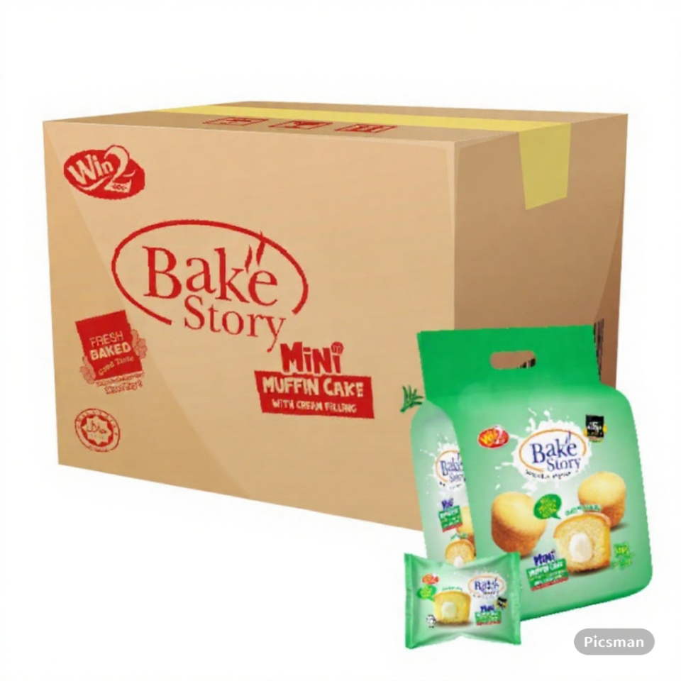 Win2 Bake Story Mini Muffin Pandan Flavoured with Cream Filling (20G x 10PKTS x 9BAGS)